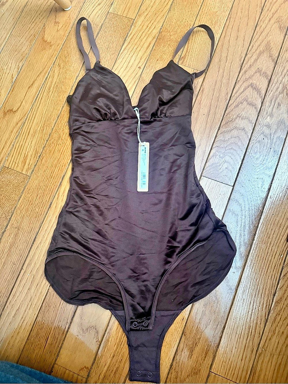 SKIMS Simply Bare Bodysuit Brief with Snaps Brown XXS NWT